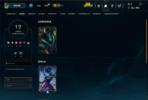 Diamante 3 com 40 Champs e 12 Skins - League of Legends LOL