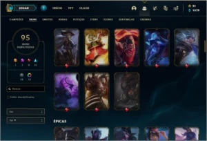 Conta prata 2 com 115 champs e 95 skins - League of Legends LOL