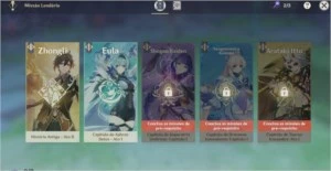 Zhongli, Klee, Mona, Diluc e keqing  Ar 48 - Genshin Impact