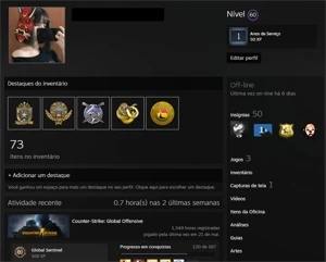 Conta Global, Level 60 Steam, 5 Medalhas - Counter Strike CS