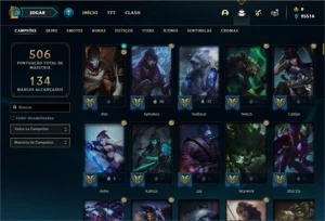 Conta bronze 1 com TODOS os champs e 127 Skins - League of Legends LOL