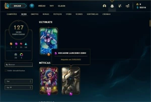 Conta bronze 1 com TODOS os champs e 127 Skins - League of Legends LOL