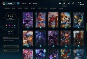 Conta bronze 1 com TODOS os champs e 127 Skins - League of Legends LOL