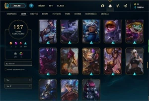 Conta bronze 1 com TODOS os champs e 127 Skins - League of Legends LOL