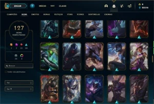 Conta bronze 1 com TODOS os champs e 127 Skins - League of Legends LOL