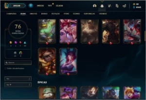 Conta platina 4 com 100 champs e 76 skins ( MAIN ADC / SUP ) - League of Legends LOL