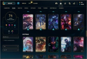Conta platina 4 com 100 champs e 76 skins ( MAIN ADC / SUP ) - League of Legends LOL