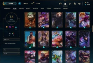 Conta platina 4 com 100 champs e 76 skins ( MAIN ADC / SUP ) - League of Legends LOL