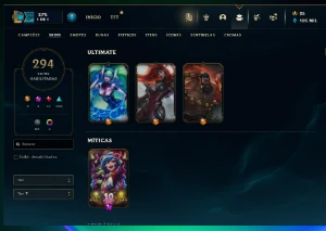 Conta Lol Esmeralda 4 / Todos Campeões / 294 Skins - League of Legends