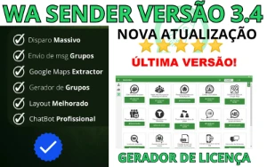 Wa Sender Versão 3.4 + Gerador de Licença- online🟢 - Outros