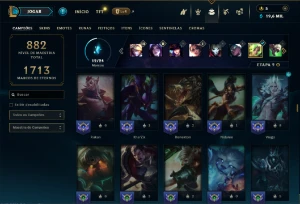 Diamante 3 com TODOS os champs e 352 Skins ( Nivel 936 ) - League of Legends LOL