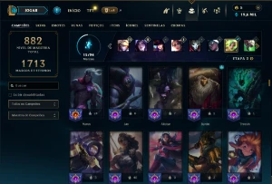 Diamante 3 com TODOS os champs e 352 Skins ( Nivel 936 ) - League of Legends LOL