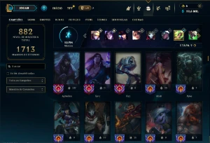 Diamante 3 com TODOS os champs e 352 Skins ( Nivel 936 ) - League of Legends LOL