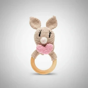 Mordedor Coelho Rosa Coração Amigurumi - Artesanato e Personalizados