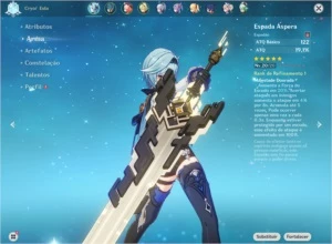 EULA + ESPADA ÁSPERA/ORGULHO CELESTIAL/AYAKA/KEQING C2 - Genshin Impact