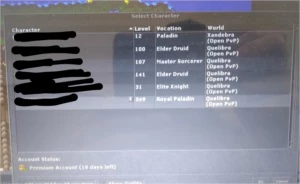 TIBIA ROYAL PALADIN 349 + ED140+ ED100+ MS 107 QUELIBRA