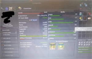 TIBIA ROYAL PALADIN 349 + ED140+ ED100+ MS 107 QUELIBRA