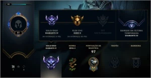 CONTA DIAMANTE IV, DONO ÚNICO, SEM E-MAIL CONFIRMADO - League of Legends LOL