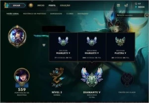 Conta league of legends diamante 5, full champ LOL