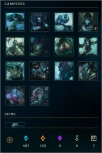 Conta com 134 (TODOS) Campeões, 110 Skins e 102 Ícones!!! - League of Legends LOL