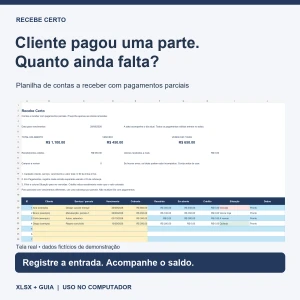 Planilha Contas a Receber com Pagamentos Parciais - Planilhas e Dashboards