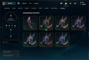 Conta de lol ouro 3 mmr normal 67 skins 20k de essência azul - League of Legends