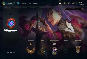 Conta de lol ouro 3 mmr normal 67 skins 20k de essência azul - League of Legends
