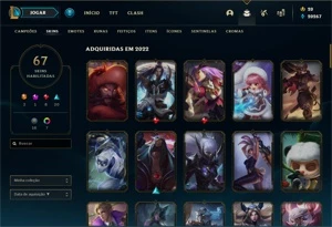 Conta de lol ouro 3 mmr normal 67 skins 20k de essência azul - League of Legends