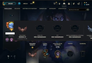 Bronze 4 com 50 Champs e 10 Skins - League of Legends LOL
