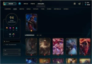 Conta De Lol com 94 skins lvl 189 Prata III - League of Legends