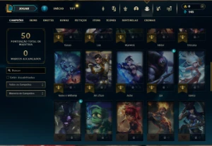 Prata 2 com 45 Champs e 4 Skins + 1 Fragmento - League of Legends LOL