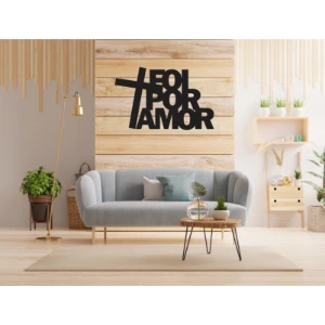 Frase de Parede Foi Por Amor em MDF Preto - Artesanato e Personalizados
