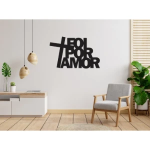 Frase de Parede Foi Por Amor em MDF Preto - Artesanato e Personalizados