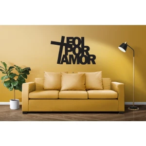 Frase de Parede Foi Por Amor em MDF Preto - Artesanato e Personalizados
