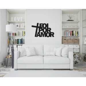 Frase de Parede Foi Por Amor em MDF Preto - Artesanato e Personalizados