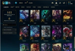Conta platina 4 com 40 Champs e 10 Skins - League of Legends LOL
