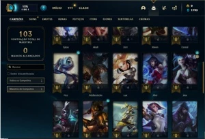 Conta platina 4 com 40 Champs e 10 Skins - League of Legends LOL