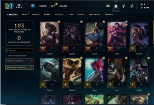 Conta platina 4 com 40 Champs e 10 Skins - League of Legends LOL