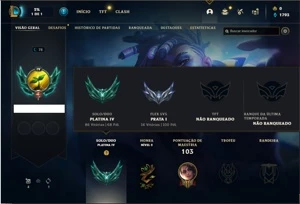 Conta platina 4 com 40 Champs e 10 Skins - League of Legends LOL