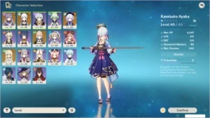 CONTA AR40 KAMISATO AYAKA, KEQING, QIQI E JEAN + 4* - Genshin Impact