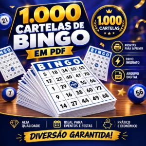 1.000 Cartelas De Bingo Em Pdf — Envio Imediato! - Arte Digital Artes Canva