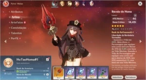 Conta Genshin Impact AR 5 Com HuTao + Homa