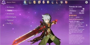 Razor + Tumulo dos lobos + Beneet + Benção de 20 dias / AR31 - Genshin Impact