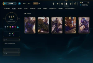 Ouro 4 com TODOS os Champs e 113 Skins ( MID / JG / TOP ) - League of Legends LOL