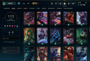 Ouro 4 com TODOS os Champs e 113 Skins ( MID / JG / TOP ) - League of Legends LOL