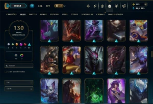 Unranked com 130 Champs e 130 Skins ( TOP / JG / MID ) - League of Legends LOL
