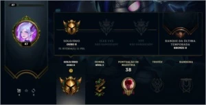 conta gold 2 lvl 47 no precinho upada a mão 5 skins - League of Legends LOL
