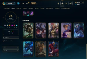 Platina 4 com 60 Champs e 24 Skins +1700 RP - League of Legends LOL