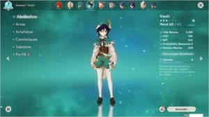 Conta Genshin Impact [Diluc com Túmulo do Lobo e Venti]