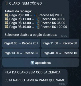 Recarga Tim vivo e Claro - Listas de Fornecedores